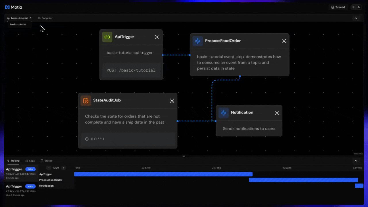 Motia combines APIs, background queues, and AI agents into one system