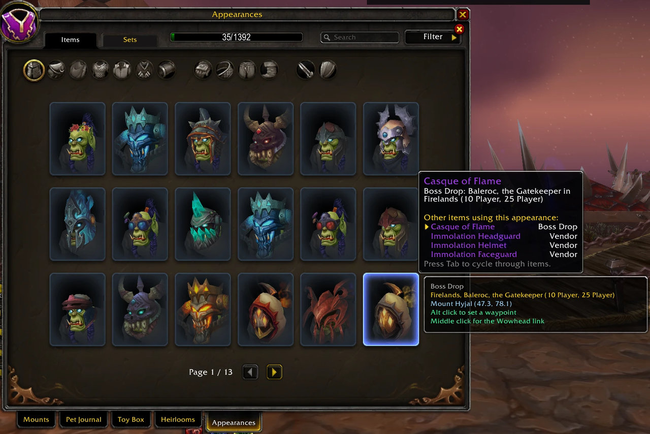 The Appearances tab with MogWhere