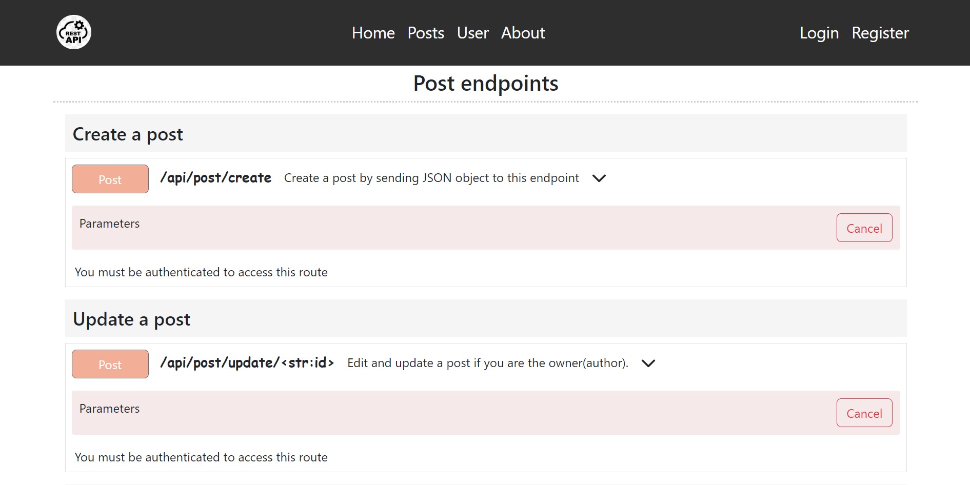 user endpoints