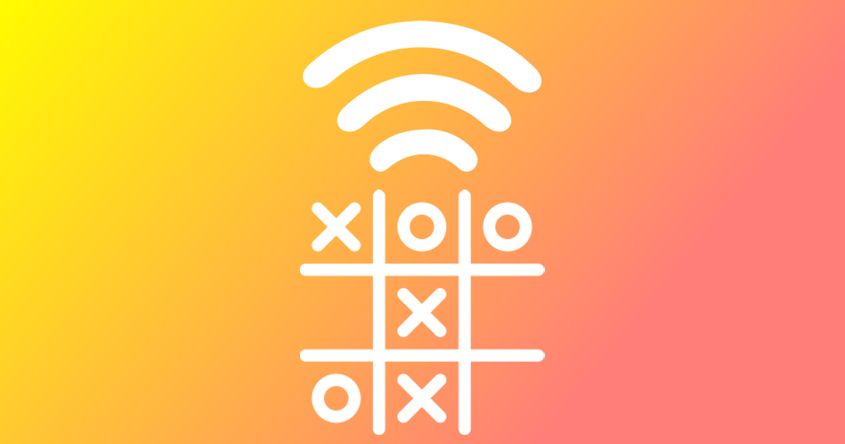 A line-drawing icon showing a wifi signal coming from a game of tic-tac-toe