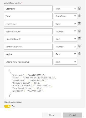 Power BI streaming dataset