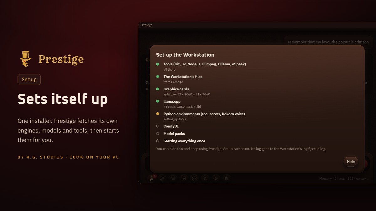 Sets itself up: one installer