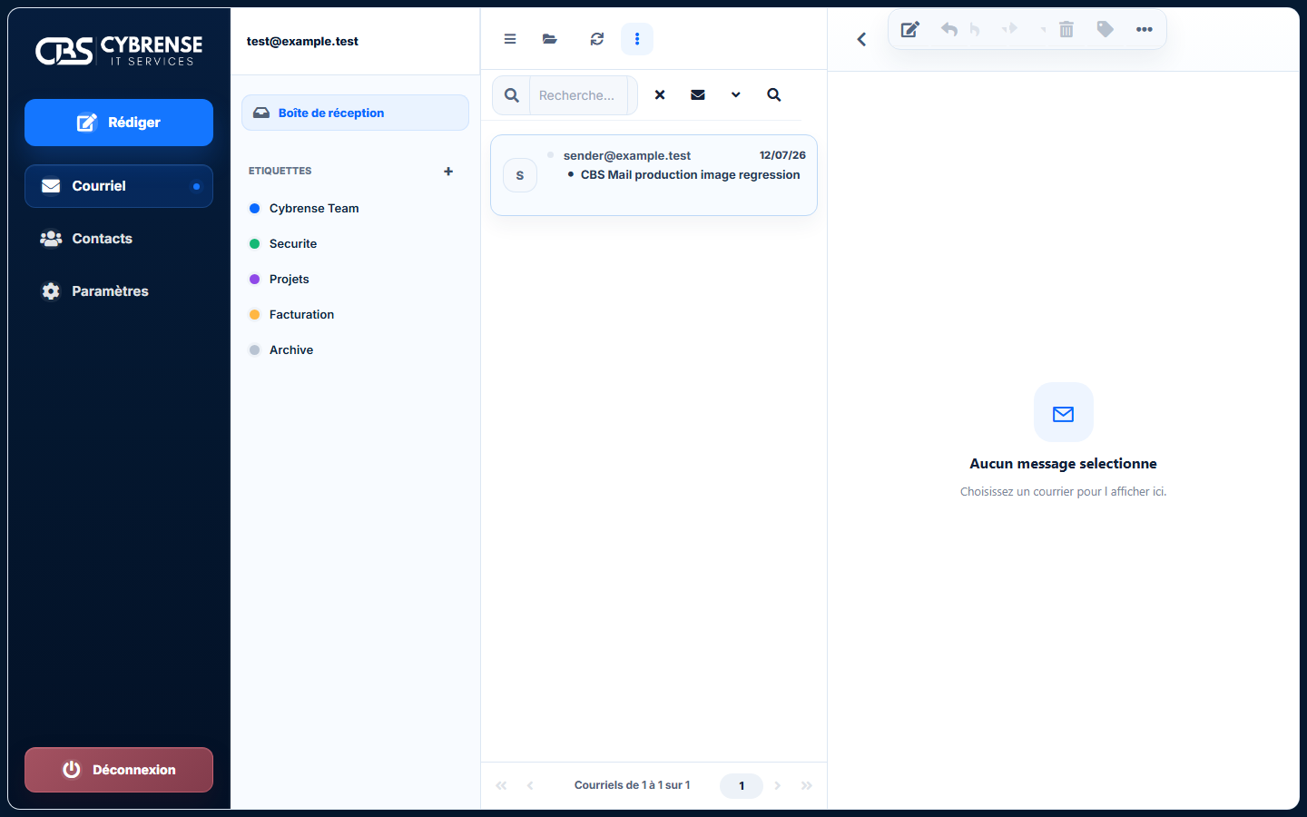 CBS Mail desktop interface