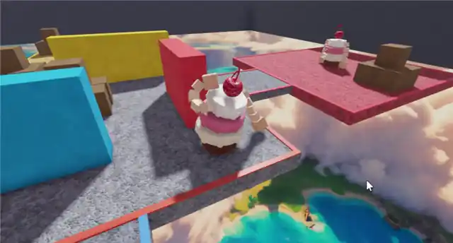 Two CakeMen squaring up on a platform