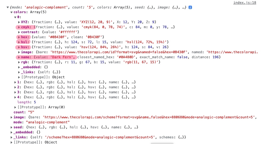 example of a colorapi response