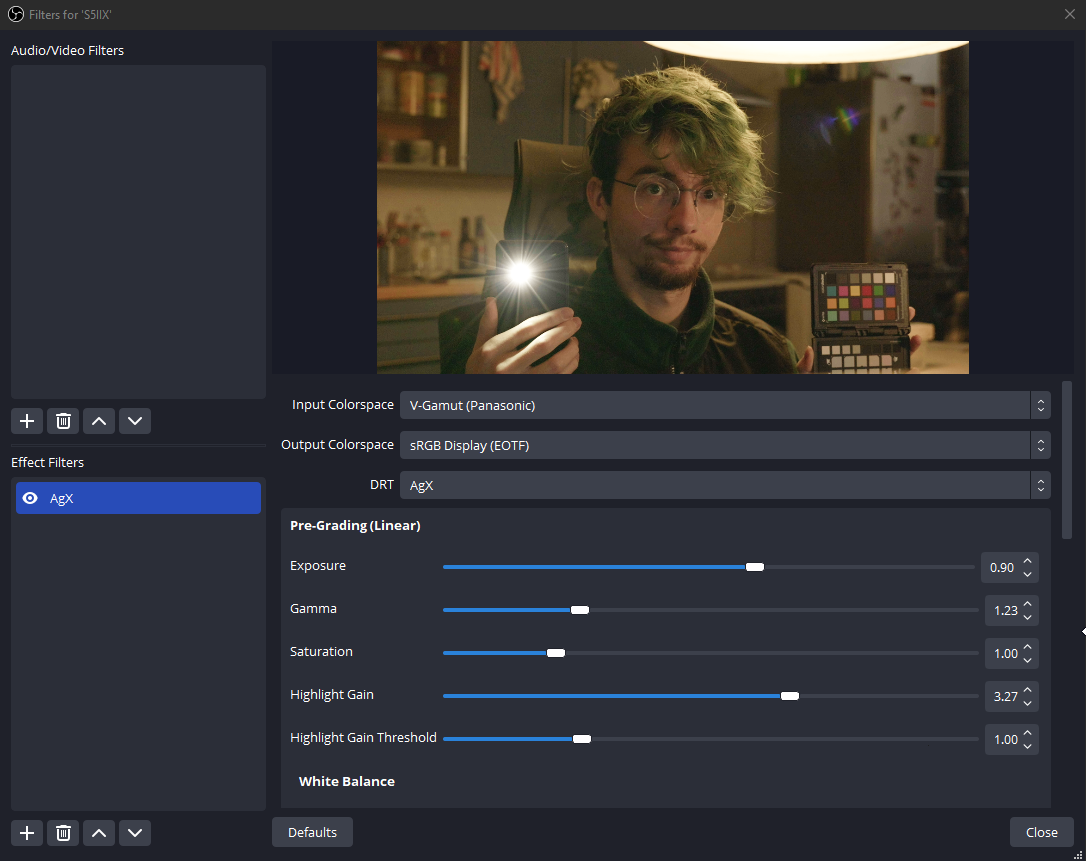 OBS interface screenshot with webcam feed