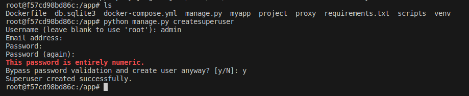 createsuperuser in django