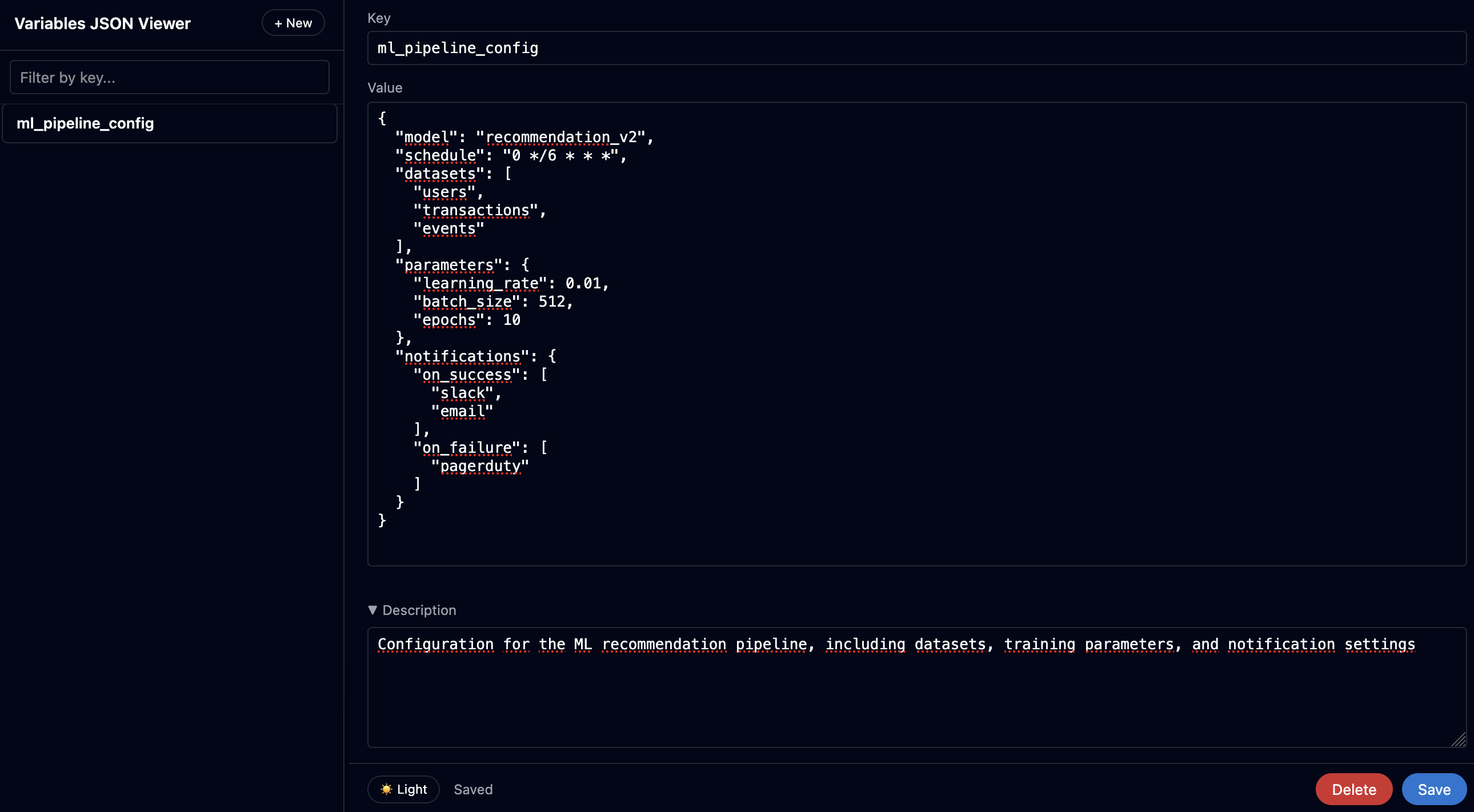 Variables JSON Viewer plugin UI