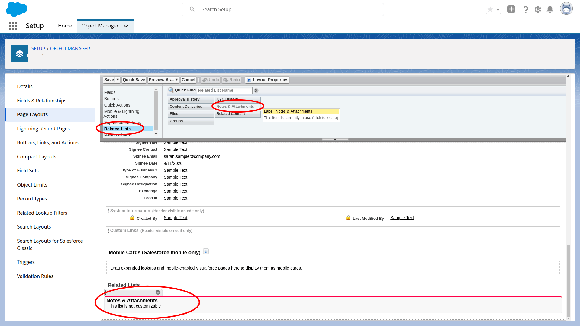 Note and Attachment setup