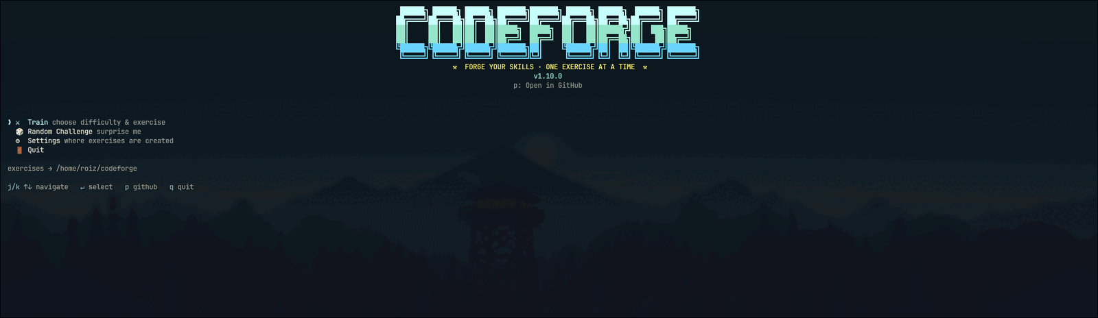 codeforge main menu
