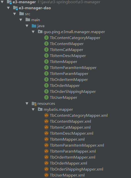 拷贝mapper接口和xml