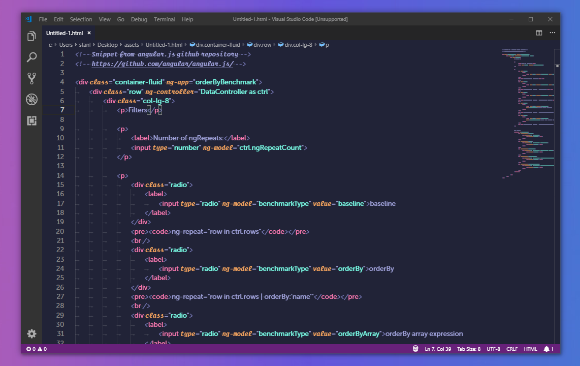 Screenshot of HTML5