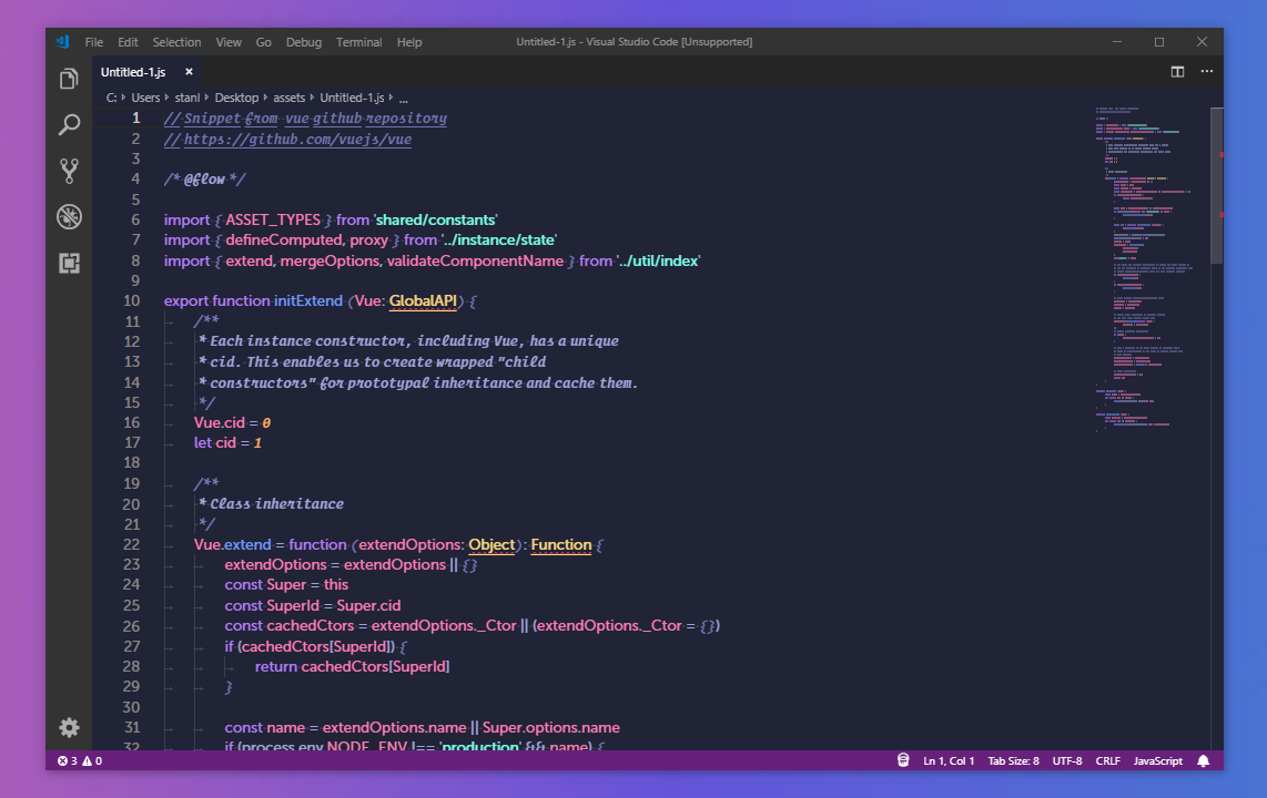 Screenshot of JavaScript