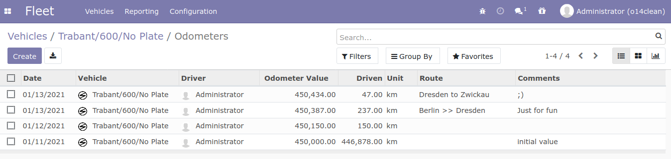 Fleet logbook screenshot