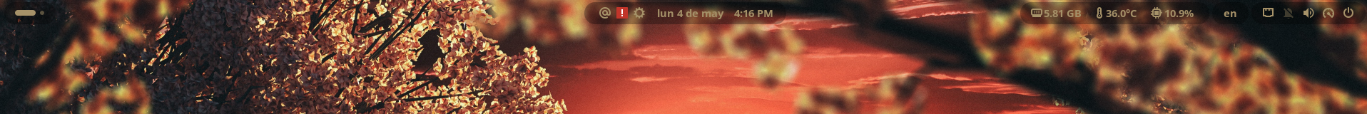 Captura de la barra superior Bar Enhanced en GNOME