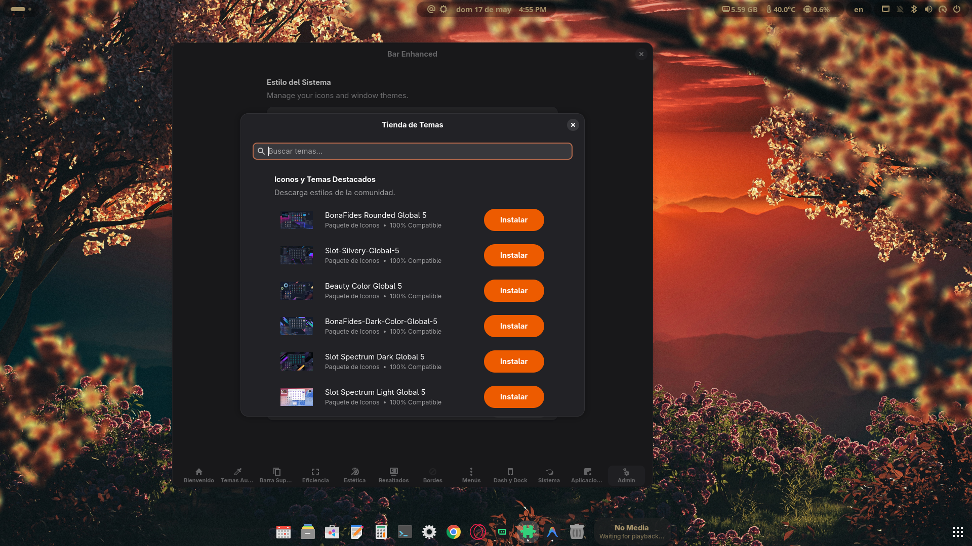 Captura real de Theme Store de Bar Enhanced