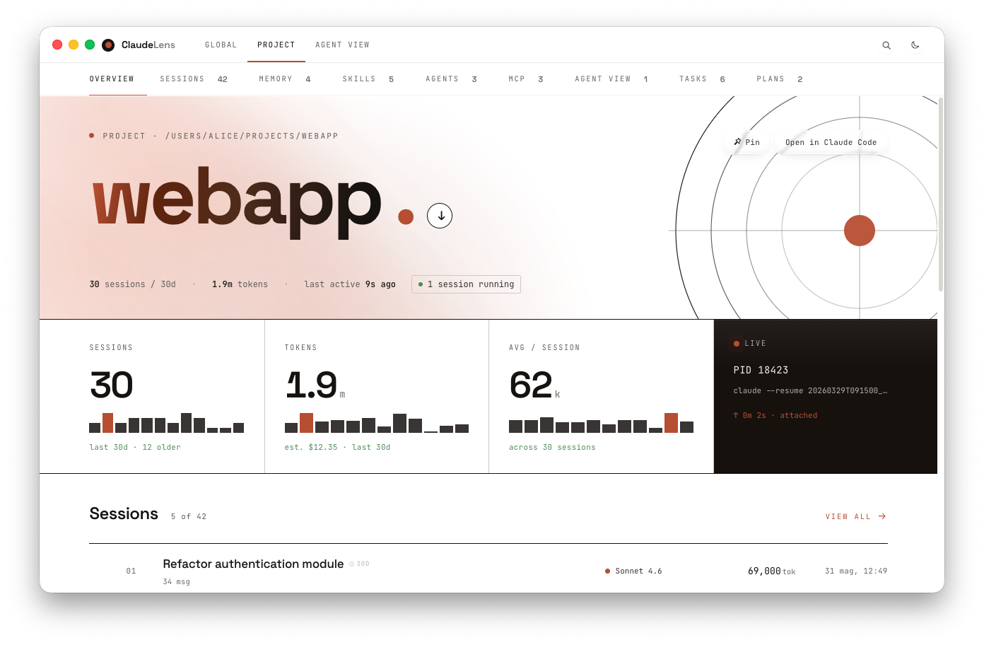 ClaudeLens — Project Overview Light