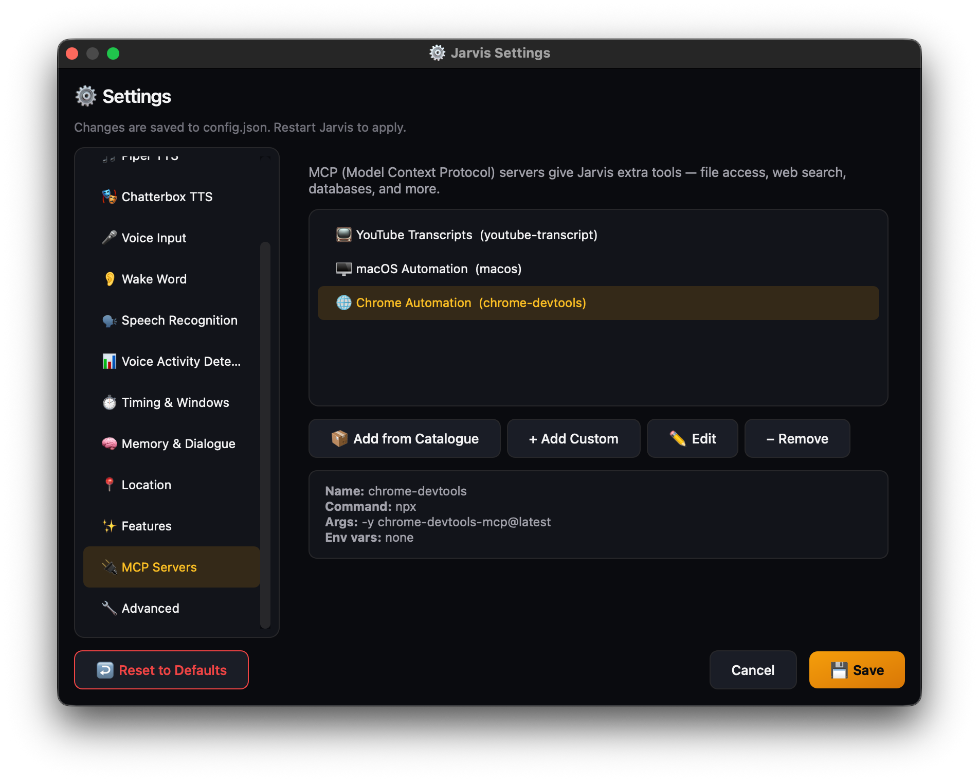 Settings - MCP Servers