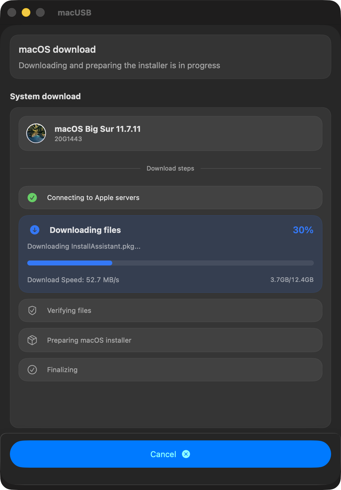 Downloader progress view