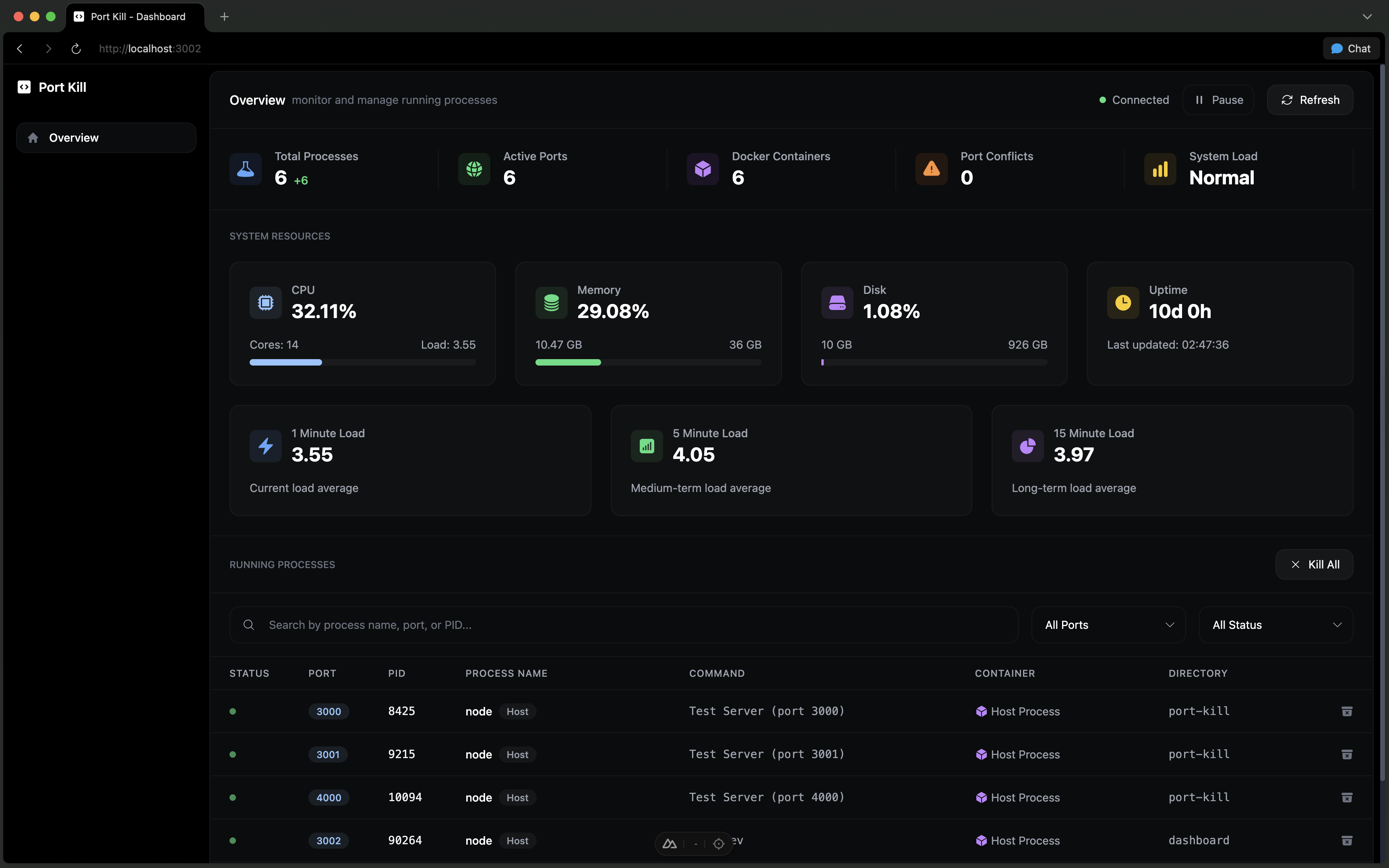 Port Kill Dashboard