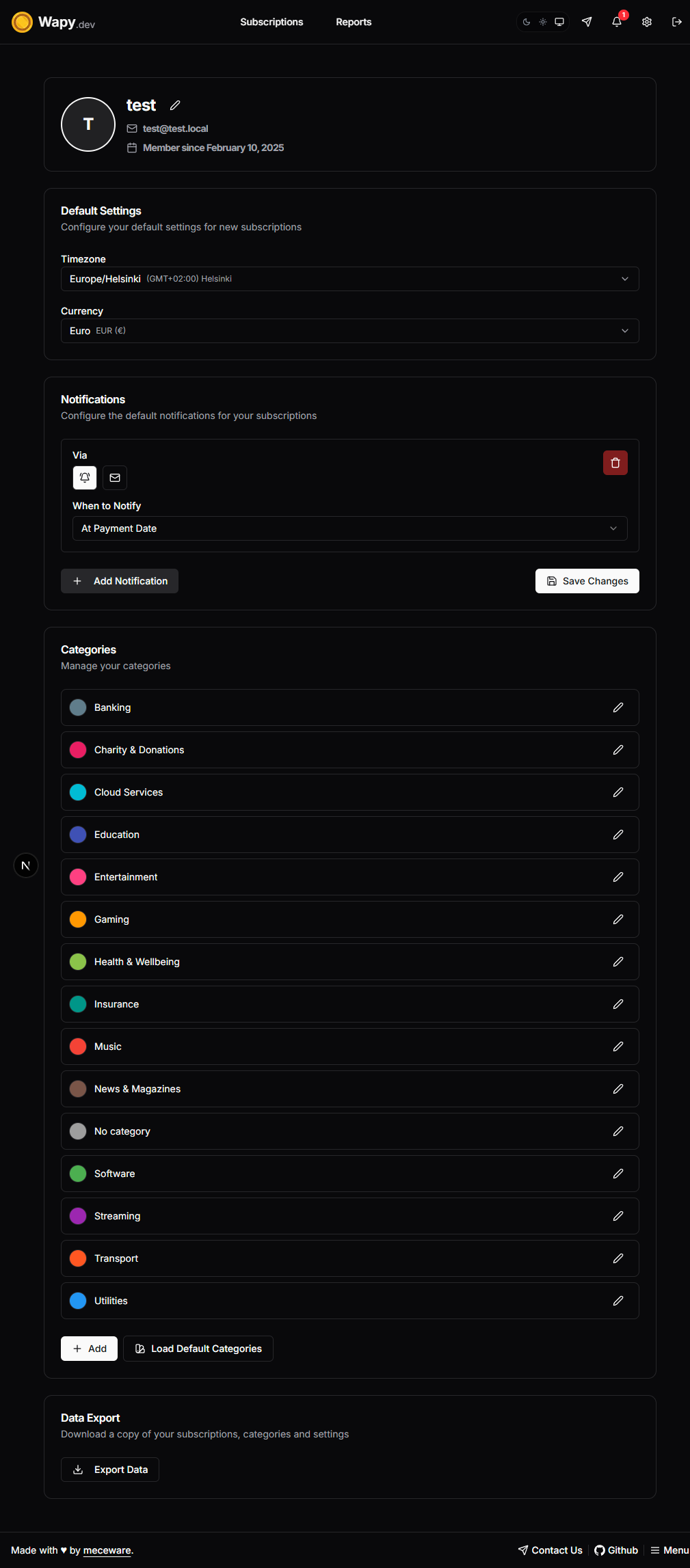 Account Page