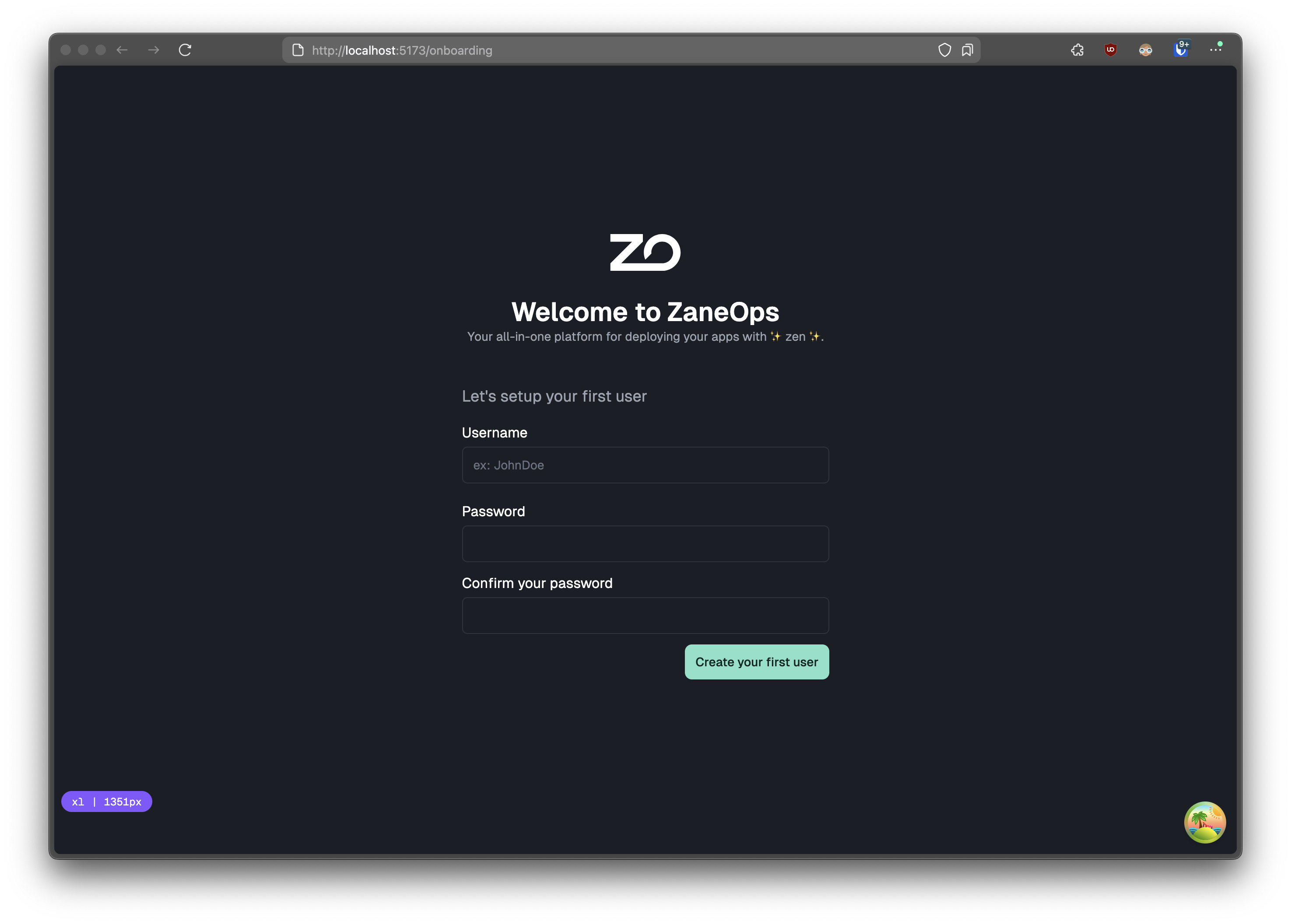 Login page