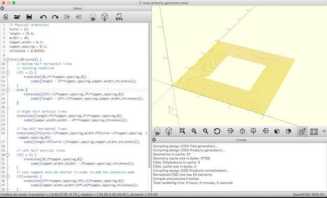 OpenSCAD antenna generation script