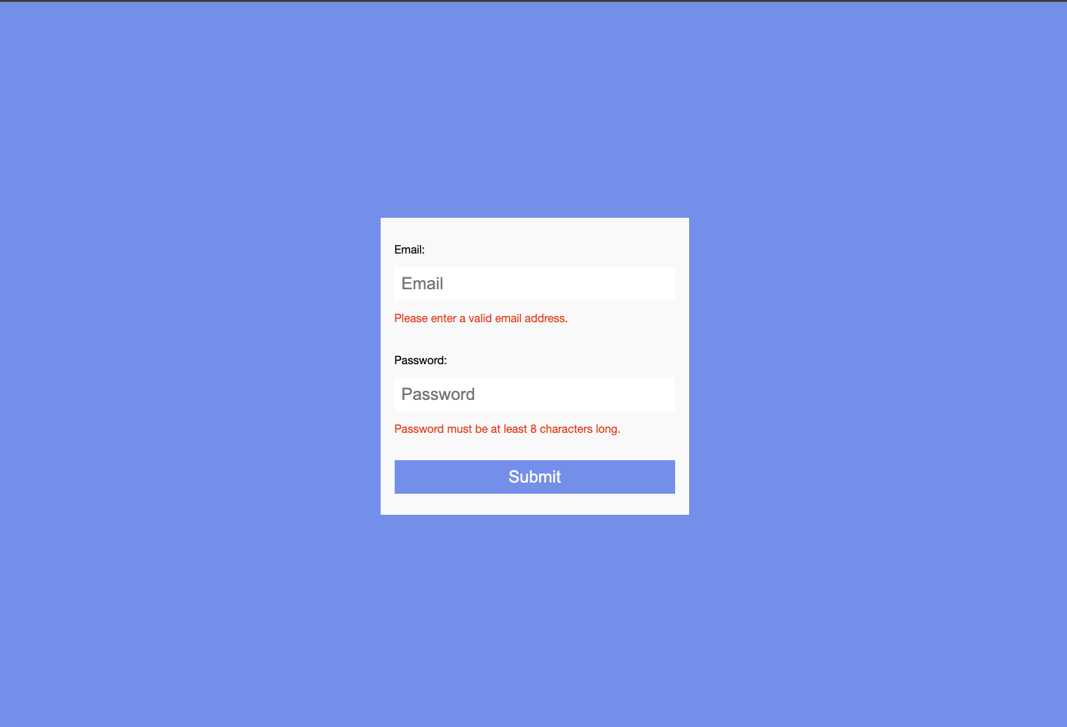 Login page