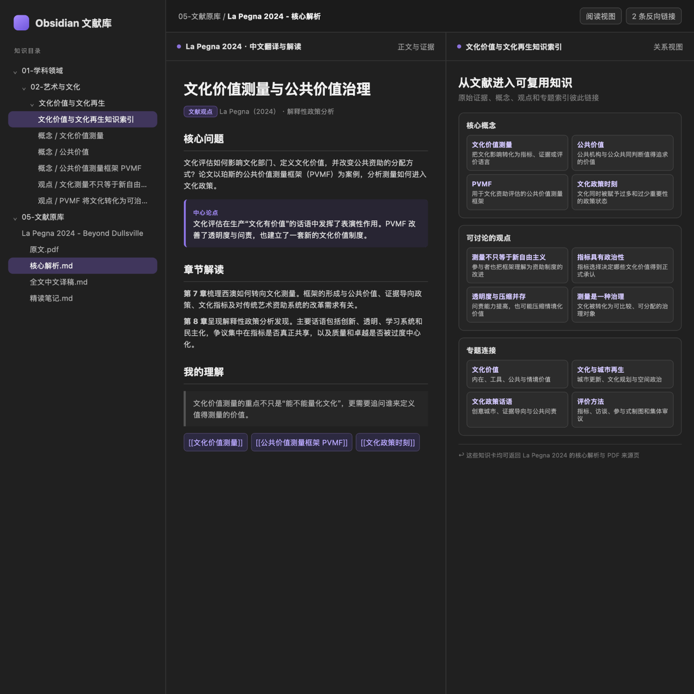 PaperFlow 在 Obsidian 中形成的文化价值知识体系