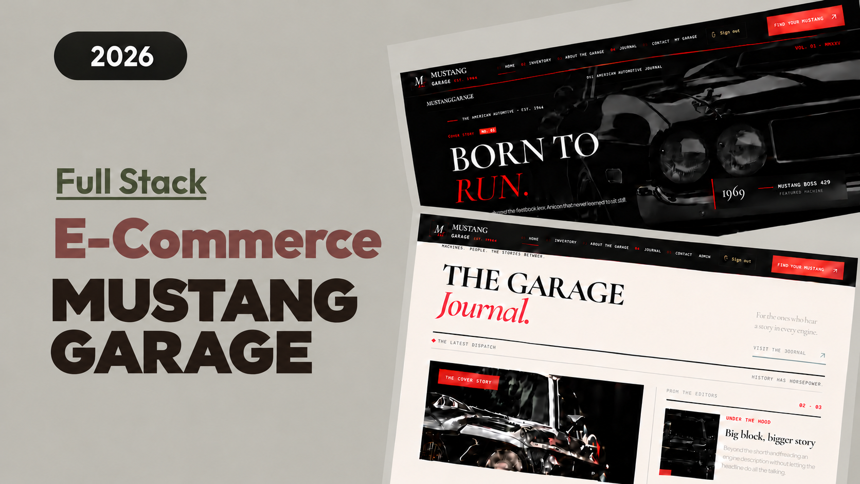 Mustang Garage — curated automotive collection and editorial platform