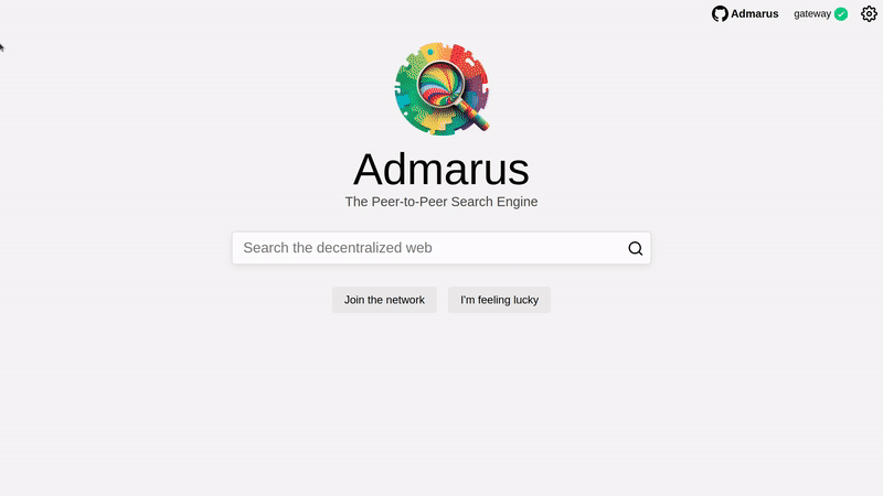 Demo GIF of searching on Admarus.