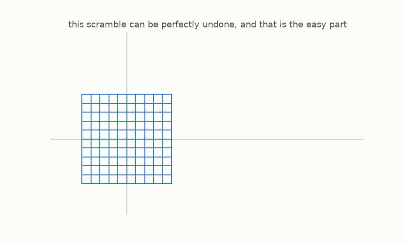 A square grid smoothly deforming into a curved shape
