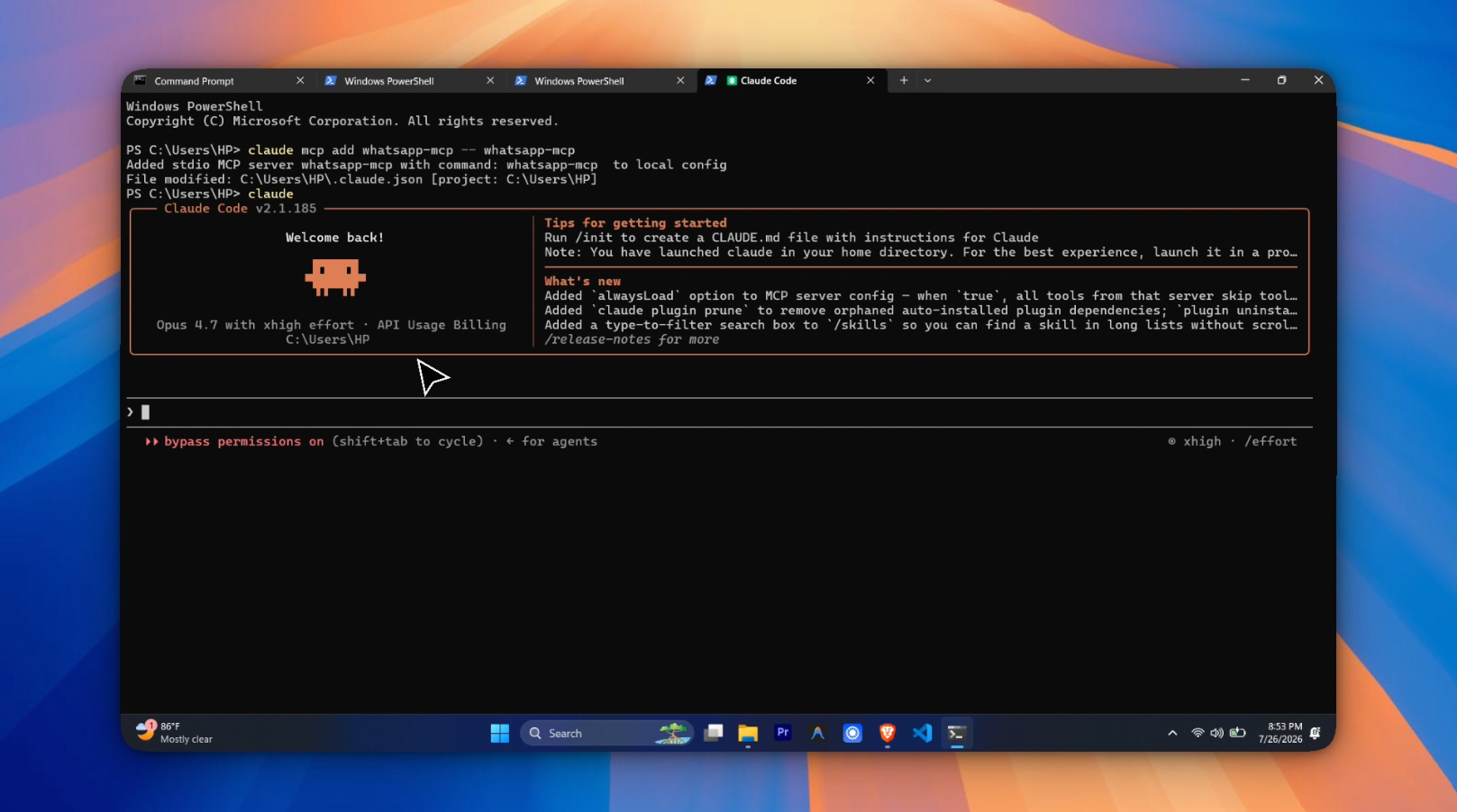 Claude command in terminal