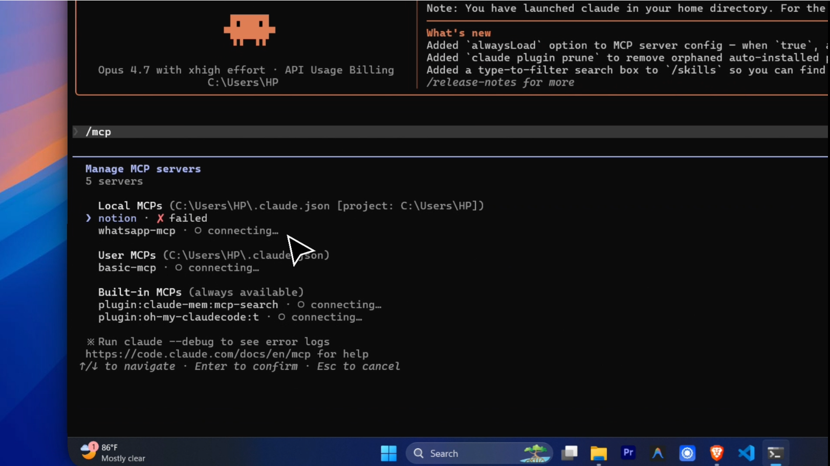 Slash MCP command in Claude