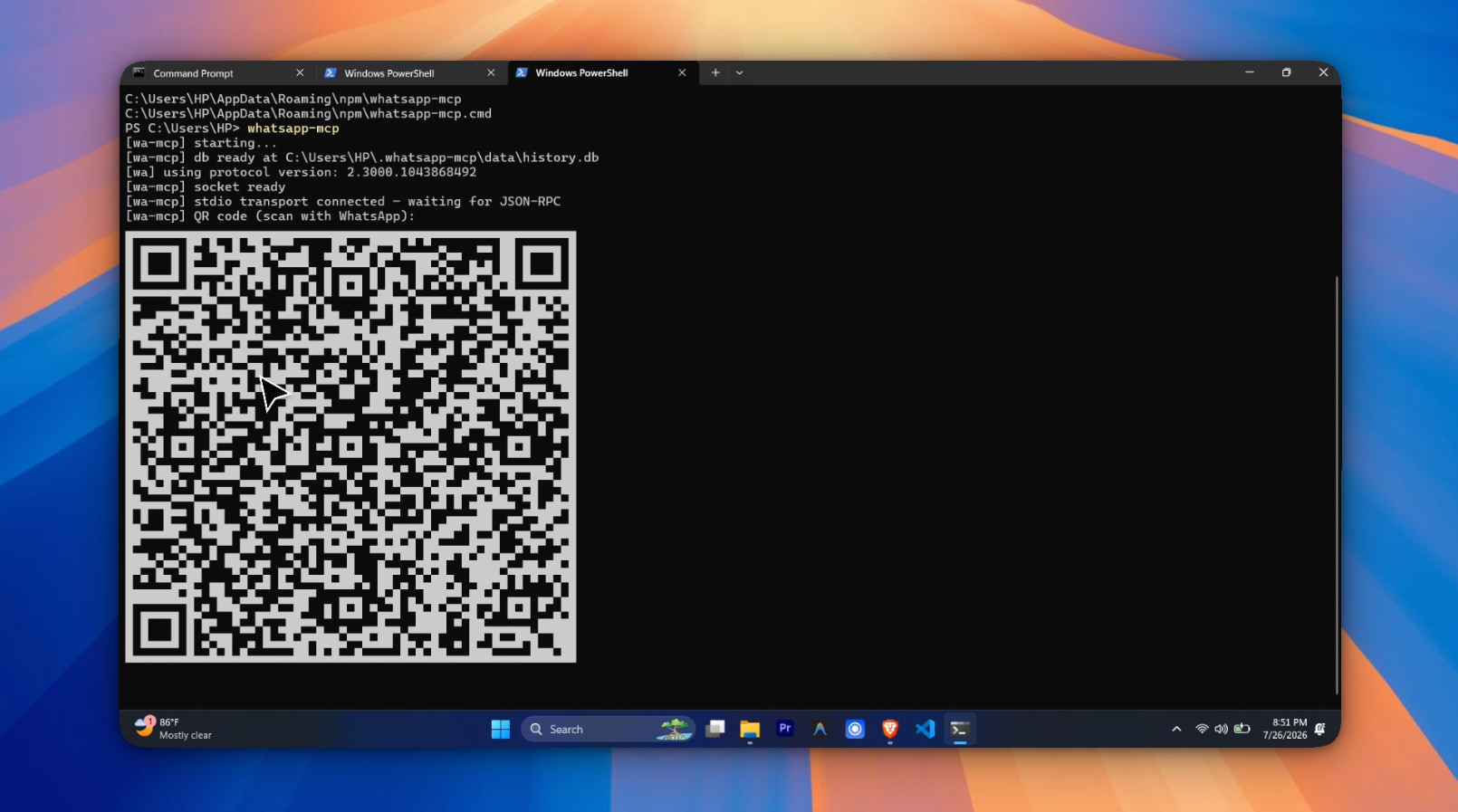 QR code in terminal