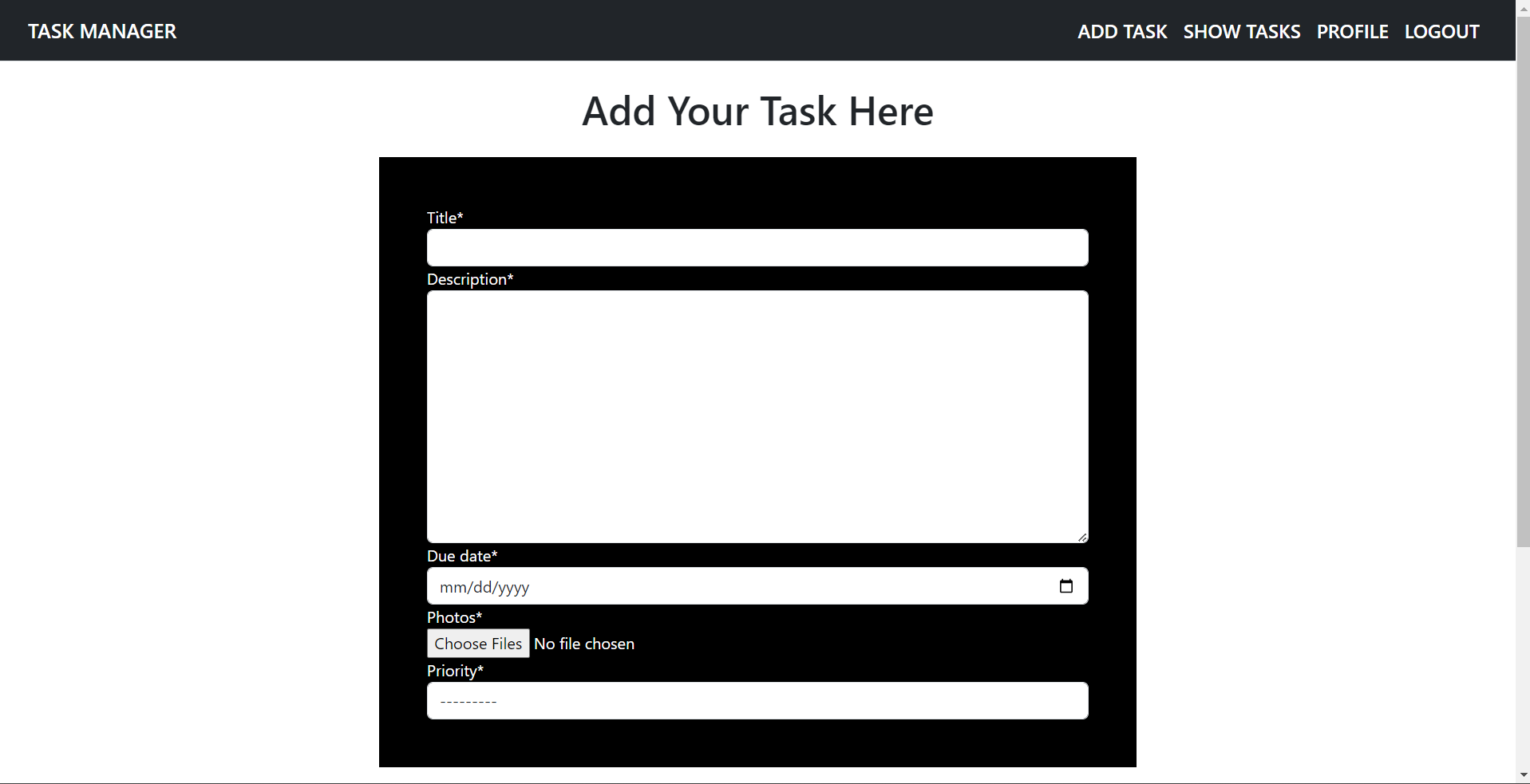 Task Creation Form