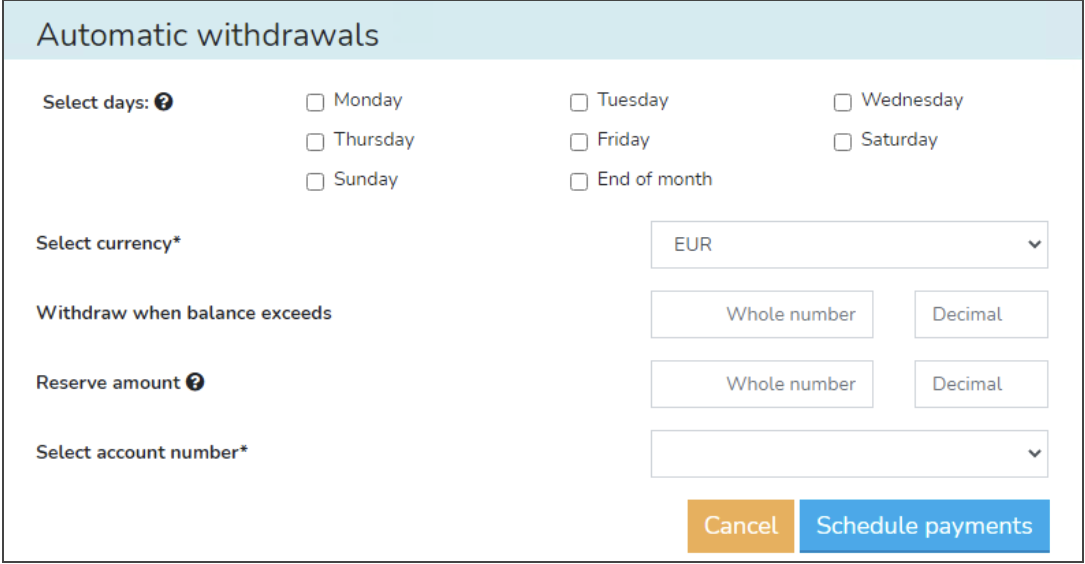 Screenshot of an automatic withdrawal in the MultiSafepay dashboard