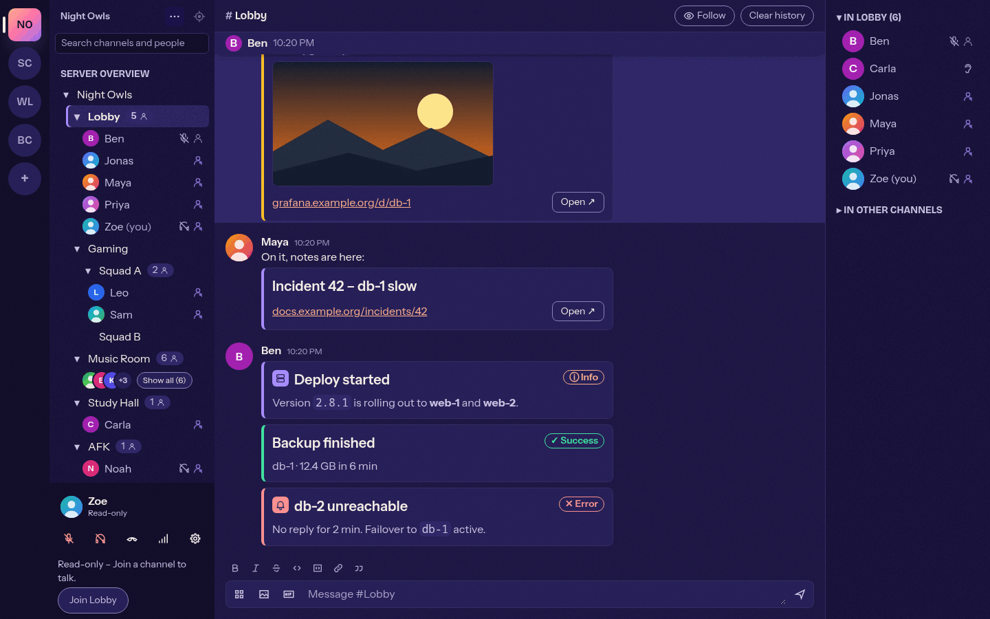 Status colours, dark