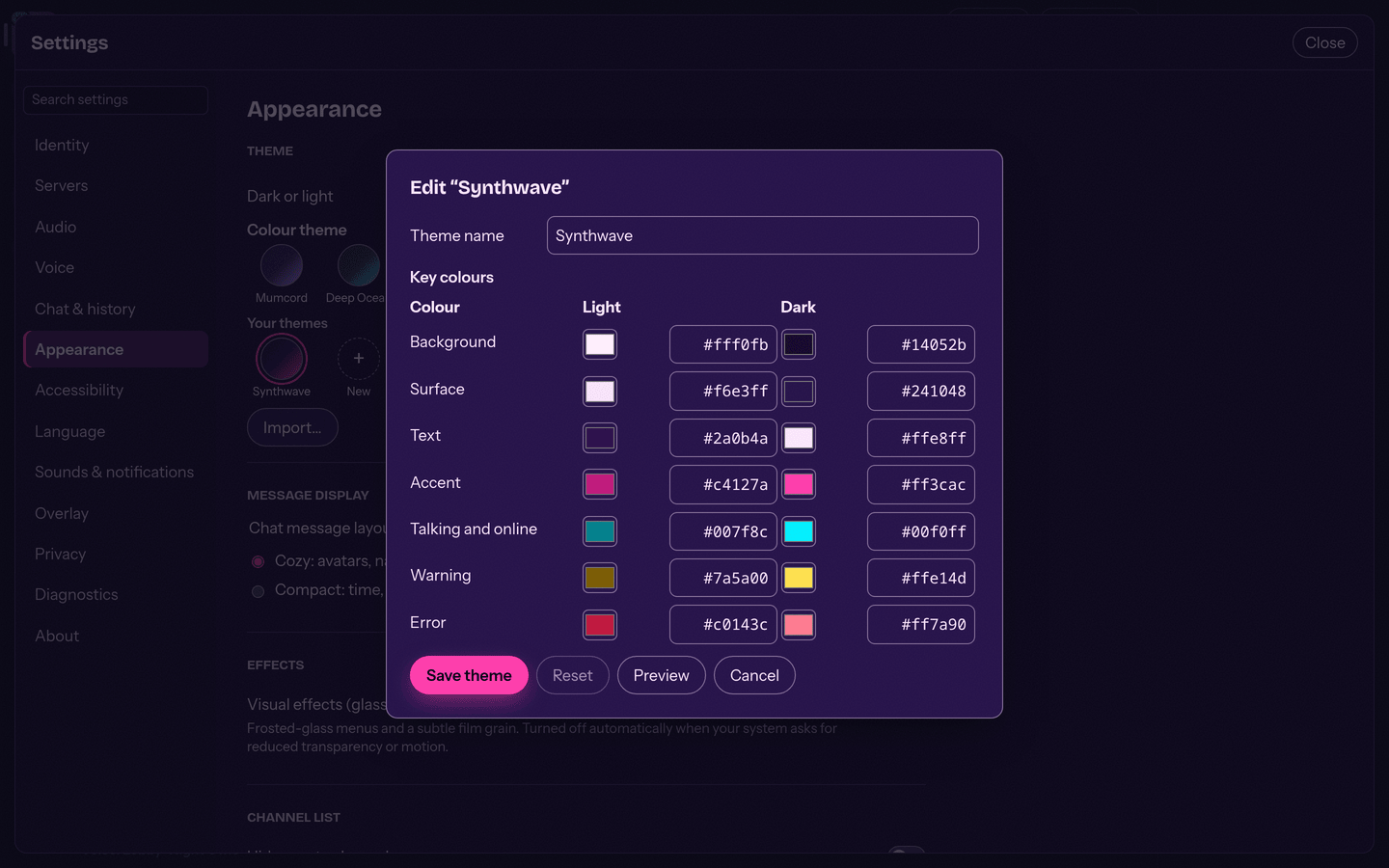 Theme editor