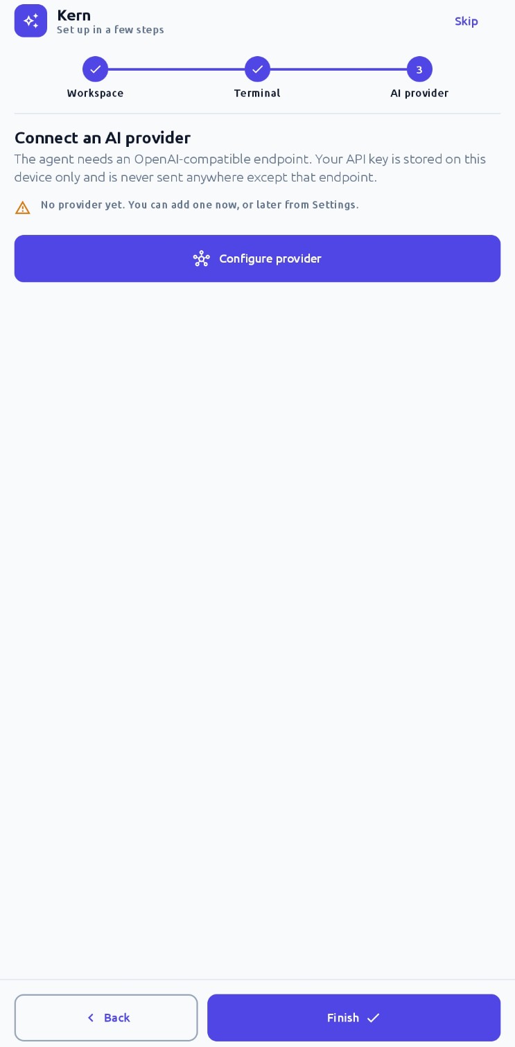 Connecting an AI provider