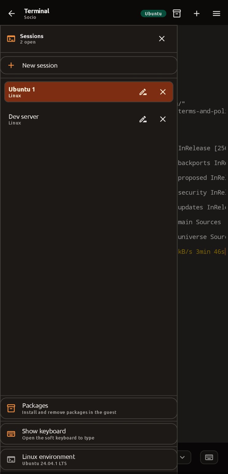 Terminal session sidebar