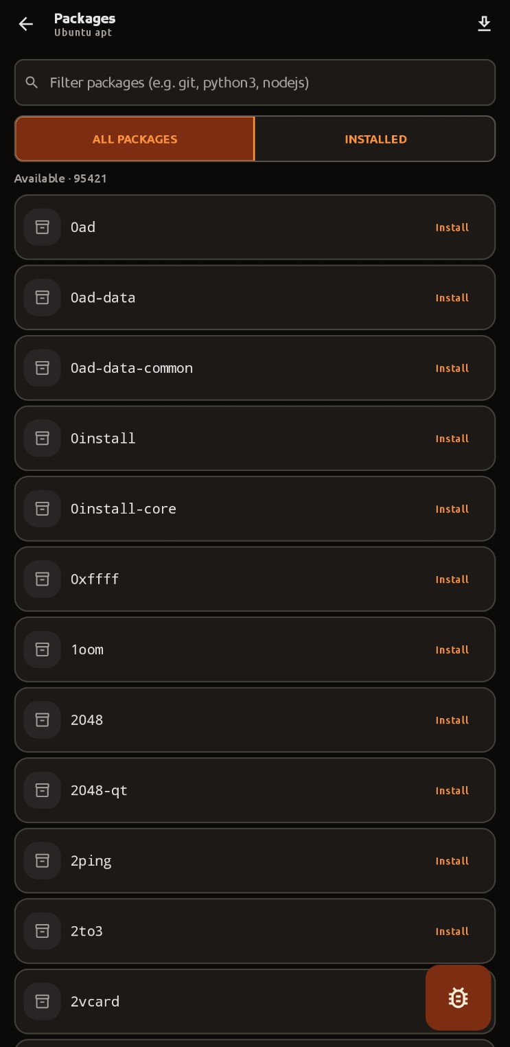 Full apt package list