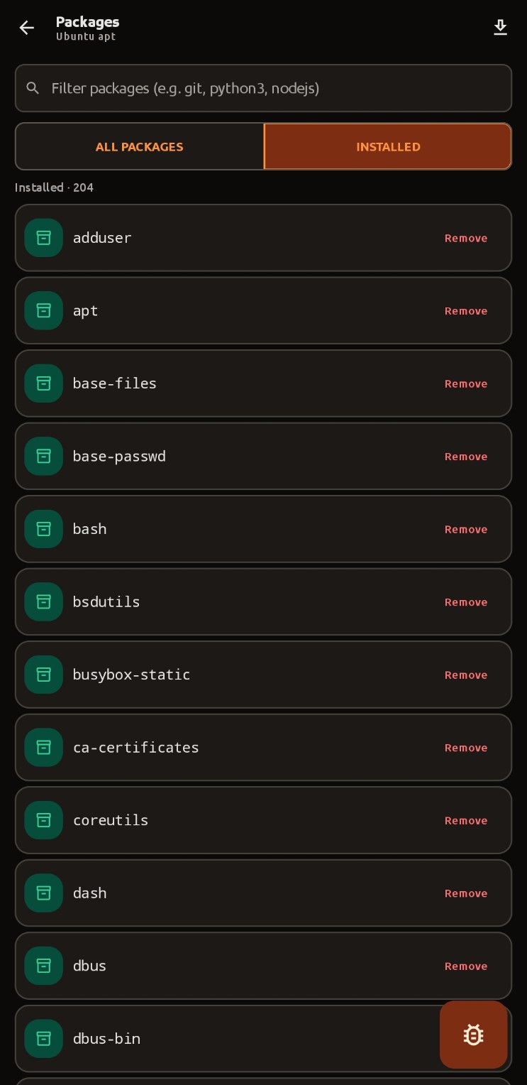 Filtered package list