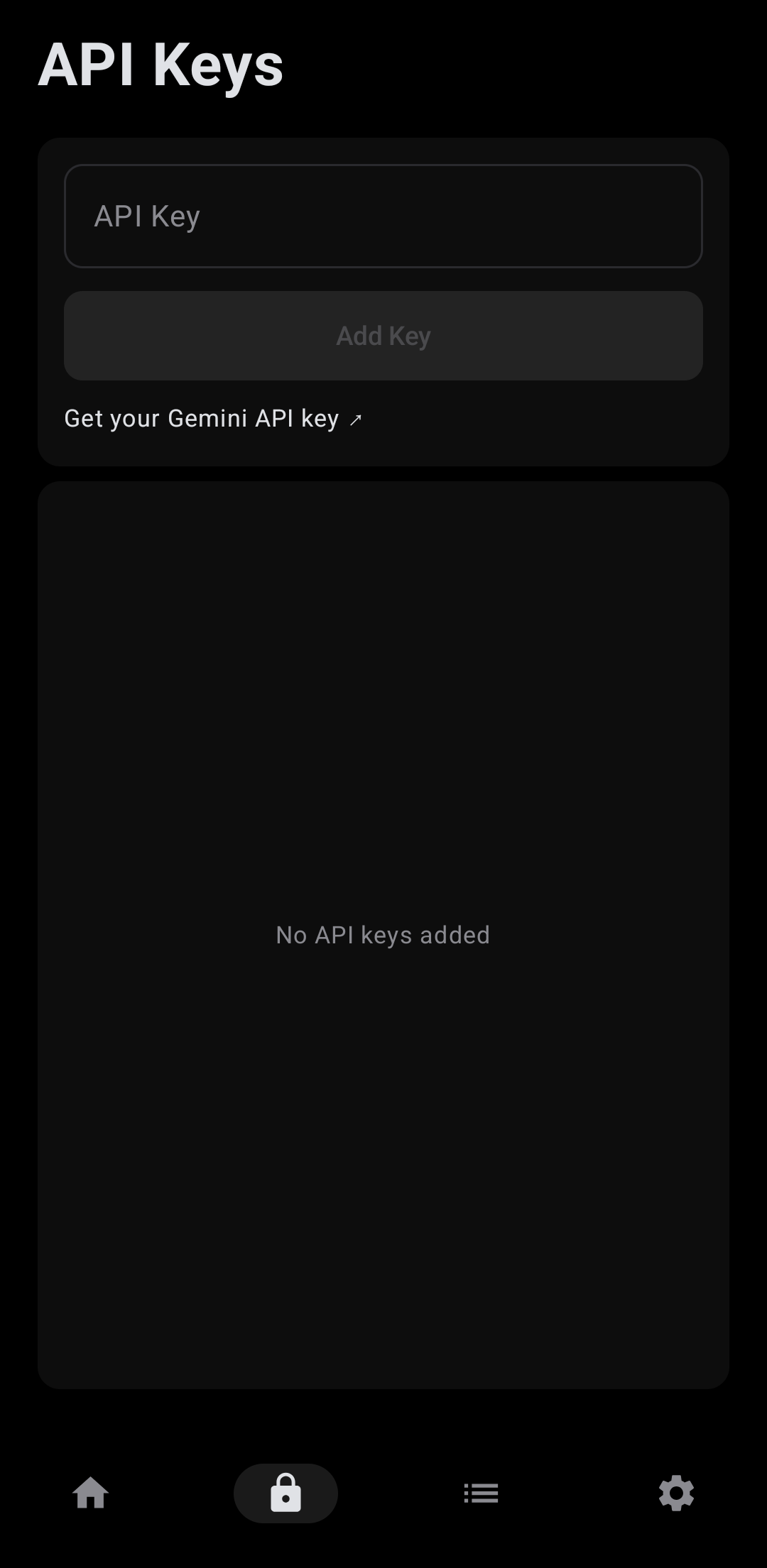 API Keys — Dark