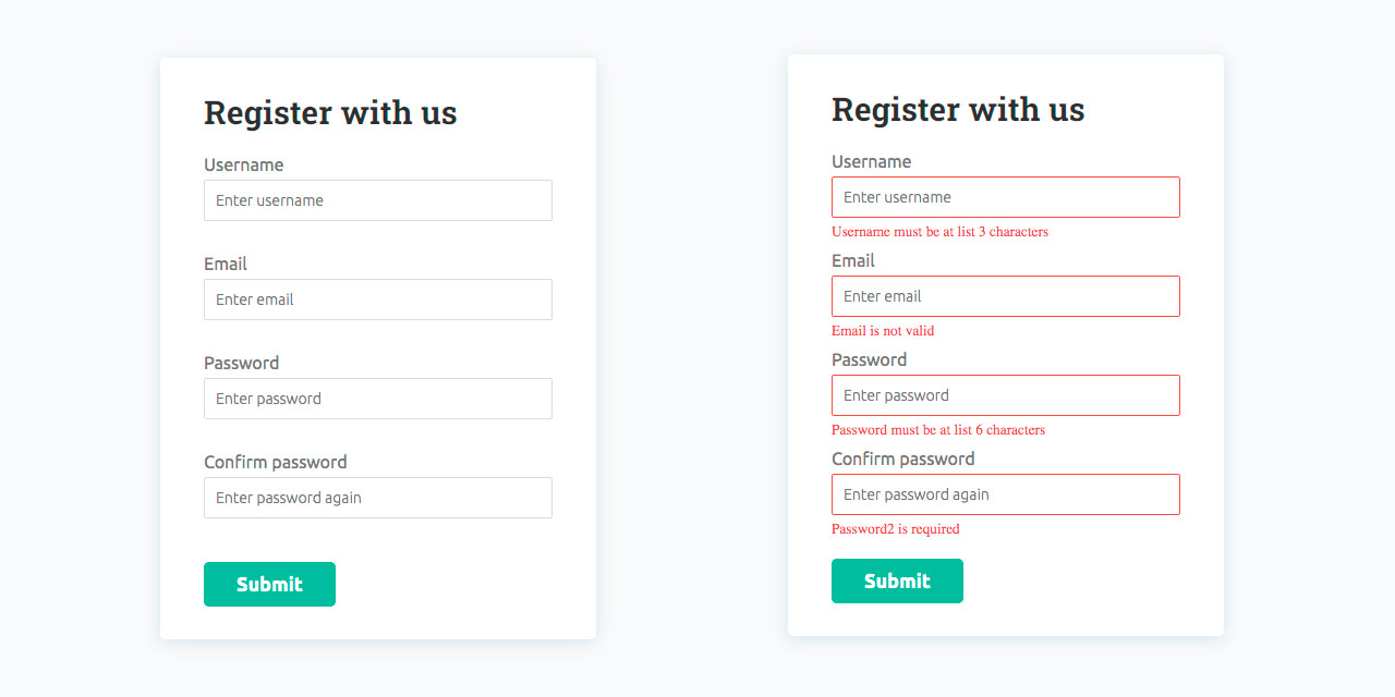 Validation form preview