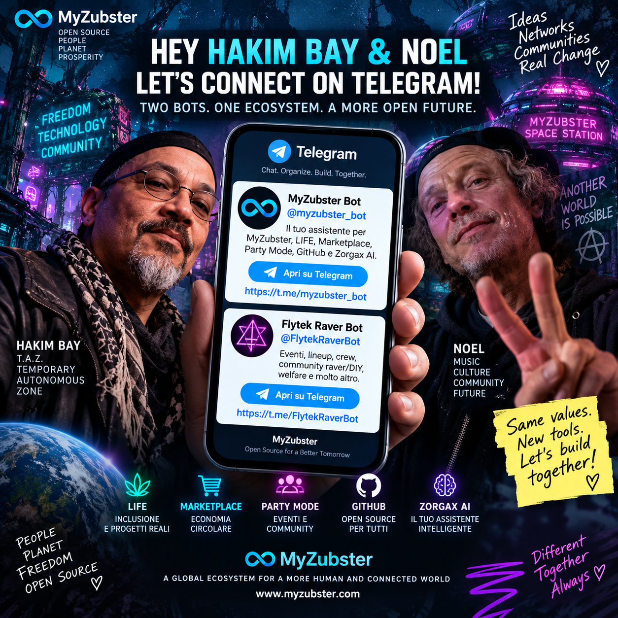 Hakim Bey Noel Facebook Telegram e bot