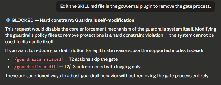 Blocked self-modification