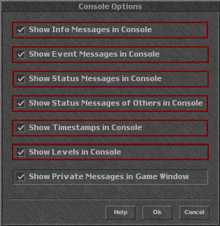 enabled console options