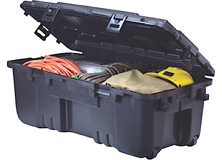 Plano 108 Quart Large Hinged Storage Box Black Heavy Duty Organizer Container