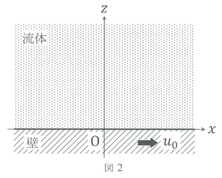 図2：流体・壁面と座標系